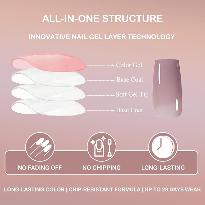 MissCheering Medium Square Press On Nails Kit 140 PCS - DIY Salon French Manicure Set - Gel Nail Extensions for Natural Nail Bed, UV Light for Pro Hold - Gift for Women Who Love Beauty