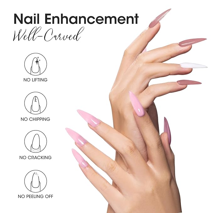 Gellen Builder Gel Kit - Nail Extension Kit 4 Colors Nude Baby Pink Naked Purple Rose Brown Hard Gel Nail Builder 15ml