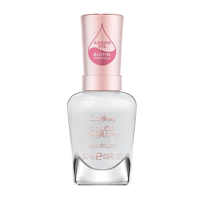 Sally Hansen Color Therapy Nail Polish | Biotin, Argan Oil, Long Lasting, Healthy Nails, Nail Strengthener, Opaque | 469 Solidarity Dove | Soft Gray Nail Color