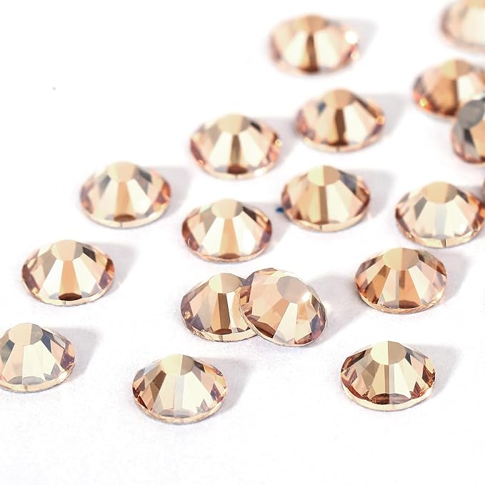 Novani Rhinestones 3000Pcs Flatback Crystal Round Loose Gemstones Glass Rhinestones for Crafts Makeup Nail Art Clothes Shoes DIY Decorations(SS6, 1.9-2.0mm,Golden Shadow)