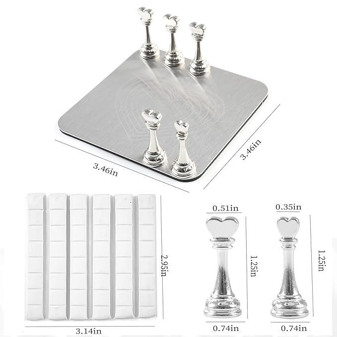 lootaan Nail Holder for Painting Nails, Heart Nail Stand for Press ons / Nail Display / Nail Practice with Reusable Adhesive Putty, Nail Tech Must Haves Nail Supplies (Argent)