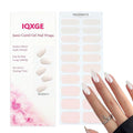 20Pcs Semi Cured Gel Nail Strips UV/LED Light Gel Nail Stickers Full Polish Nails Wraps Mirror Ice White Nails Polish Strips for Women Includes Prep Pads, File, Wooden Cuticle Stick