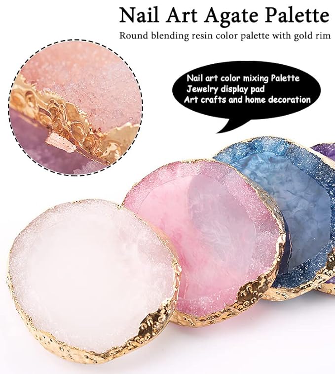 AKOAK 1 Pack Phnom Penh Resin Crystal Agate Palette Nail Art Gel Nail Polish Palette Nail Piece Display Tool,Purple