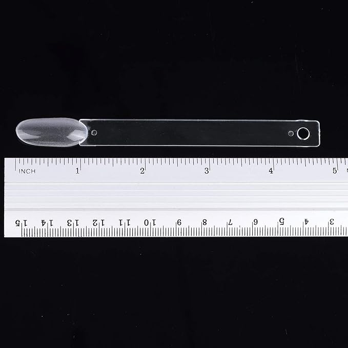 200 Pcs Nail Swatch Sticks, Oval Nail Polish Sample Swatches with Metal Ring for Nail Art Polish Practice, Clear