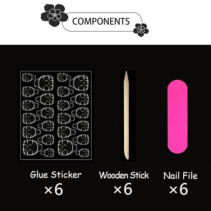 6 Packs (144 Pcs) Flower Press on Nails Short Square Fake Nails Floral False Nails with Designs Spring Summer Glue on Nails Full Cover Glossy Acrylic Stick on Nail for Women Girls Manicure