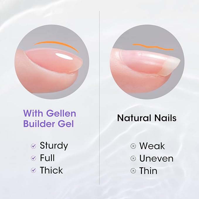 Gellen 100ml Builder Gel for Nails Clear, Strengthener Gel Color Hard Builder, Nail Apex Building Soak off Long Lasting U V Nail Gel