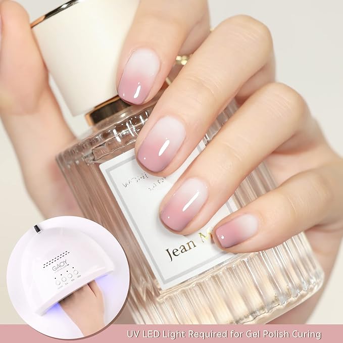 GAOY Pink Nude Gel Nail Polish Set, 6 Neutral Colors Jelly Milky White Soak Off UV Light Cure Gel Polish Kit for Salon and Nail Art DIY at Home