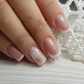 Curvlife Soft Gel Press On Nails – Reusable False Natural Fit Fake Nails Tips Stick Ons, Salon Quality UV Finish (snowflake french, Short)