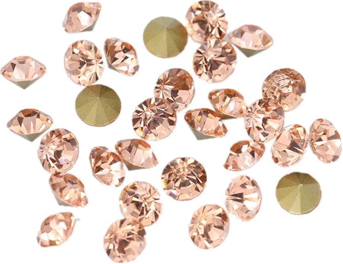 1440pcs Rhinestones Round Point Back Crystal Gem Glass Diamante Rhinestones Nail Art Decoration Jewelry Finding Beads Craft Gems (Champagne, 4mm)