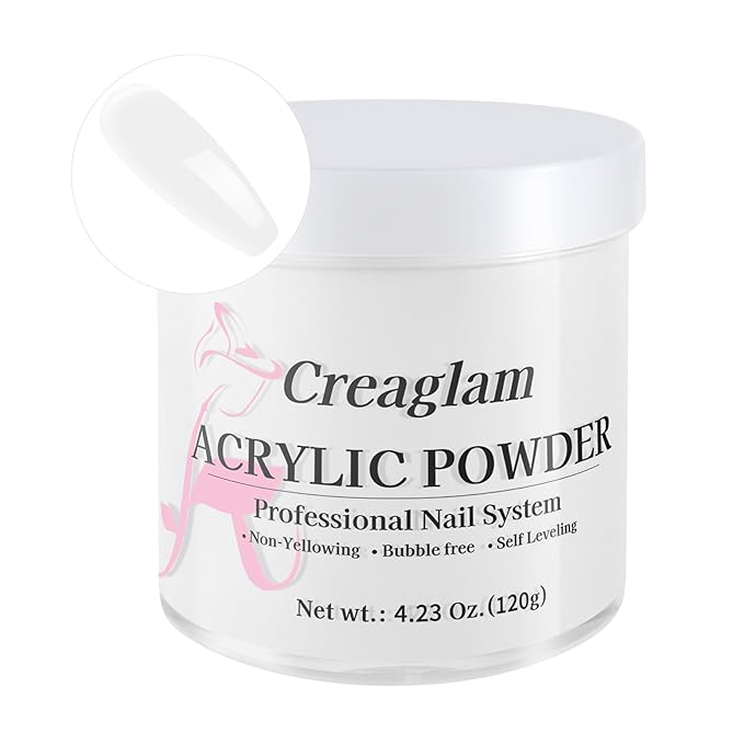 Acrylic Powder 120g 4.23oz No Lamp Needed for Nail Extensions, Bubble Free Formula Acrylic Nail Powder for 3D Art Sculpting Tips, Long Lasting Salon Quality Manicure
