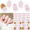 Semi Cured Gel Nail Strips,28 pcs French Gilded Gel Nail Stickers with UV Light Required,Long Lasting Nail Art Stickers, Easy to Apply（Pearl Pink）
