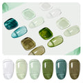 JODSONE Jelly Gel Nail Polish Set of 6 Colors,Semi-Transparent Green Gel for DIY Nail Art, UV/LED Cured, Long-Lasting & High-Shine Manicure at Home or Salon, Gift for Women