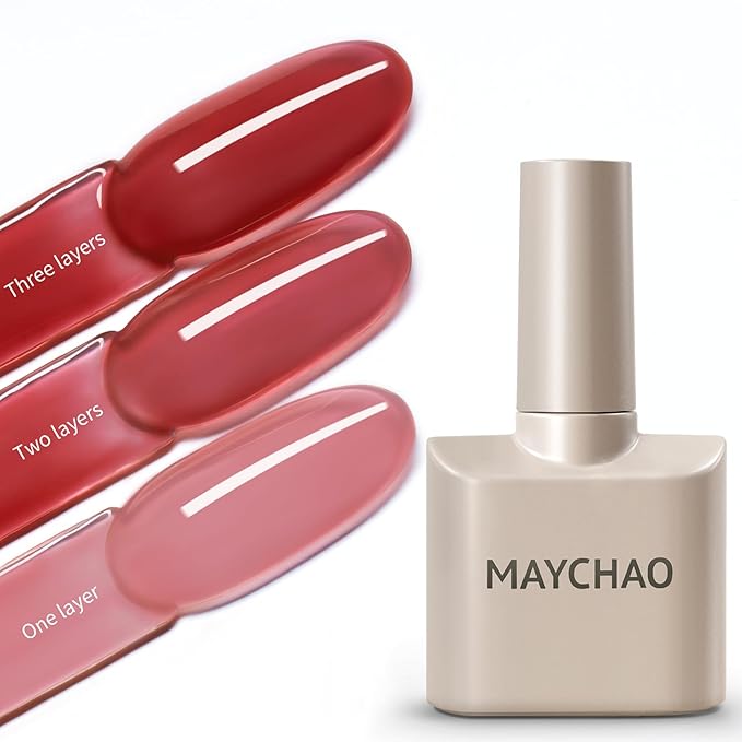 MAYCHAO Jelly Gel Nail Polish -15ML Blush Pink Jelly Gel Polish Soak Off UV LED Nude Pink Nail Polish for DIY Manicure Home Salon Nail Art, 0.5 OZ