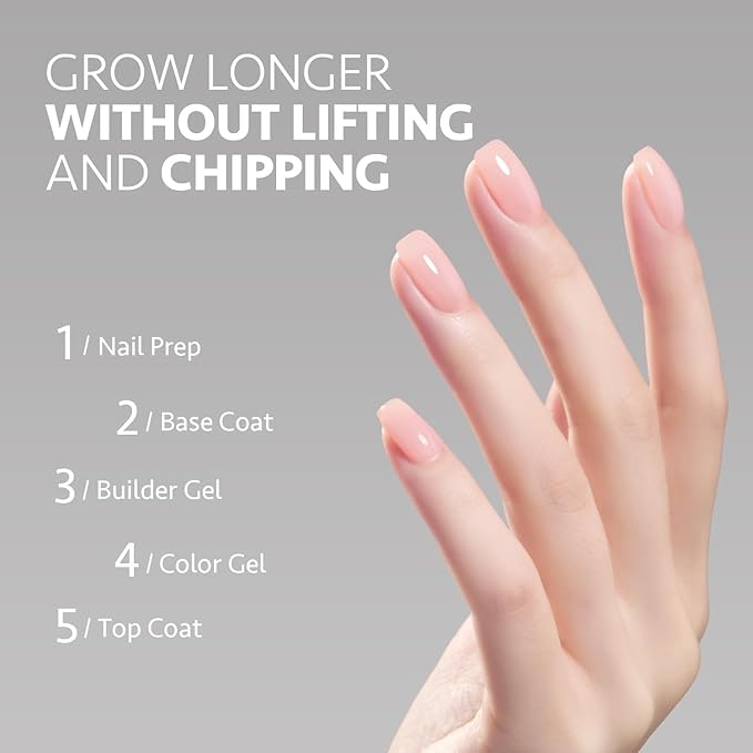 GAOY Builder Gel for Nails, 16ml Nail Strengthener in a Bottle, Nail Extension Hard Gel, Soak Off Long Lasting UV Light Cure, 1958 Crystal Pink, Base Coat Top Coat Needed