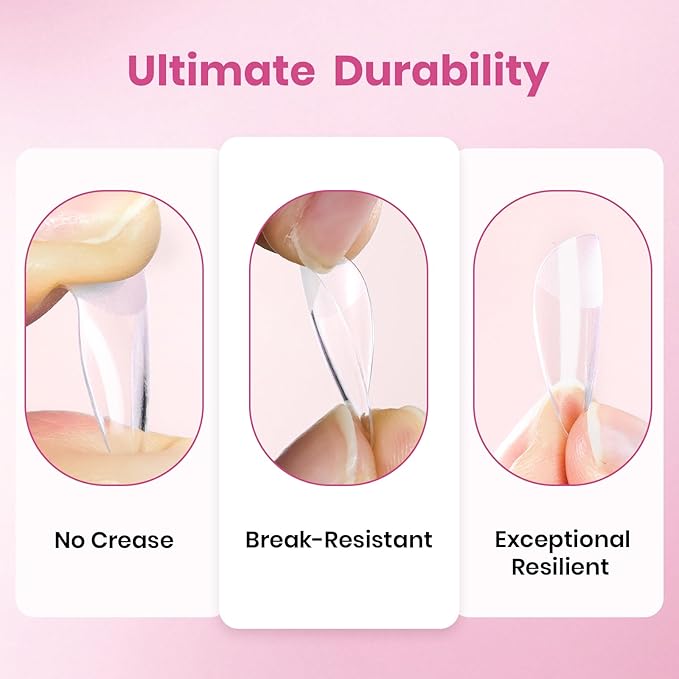Beetles Gel Nail Tips Flat-X - Square Coffin Short, 320pcs 16 Sizes, Pre-Etched Half Matte Full Cover Soft Acrylic False Nail Tips Easy DIY Press on Nail Extension Salon for Flat & Natural Nail Beds