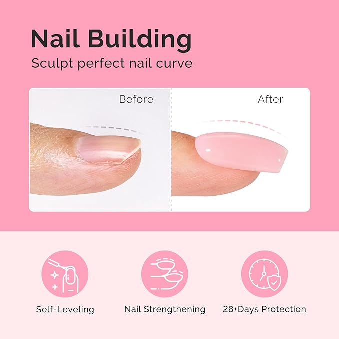 MelodySusie Hema Free Light Pink Builder Nail Gel for Nails Thickening, 0.5 Fl Oz, Soak Off UV Extension Gel, Nail Art Design Salon DIY Manicure at Home for Women H1608