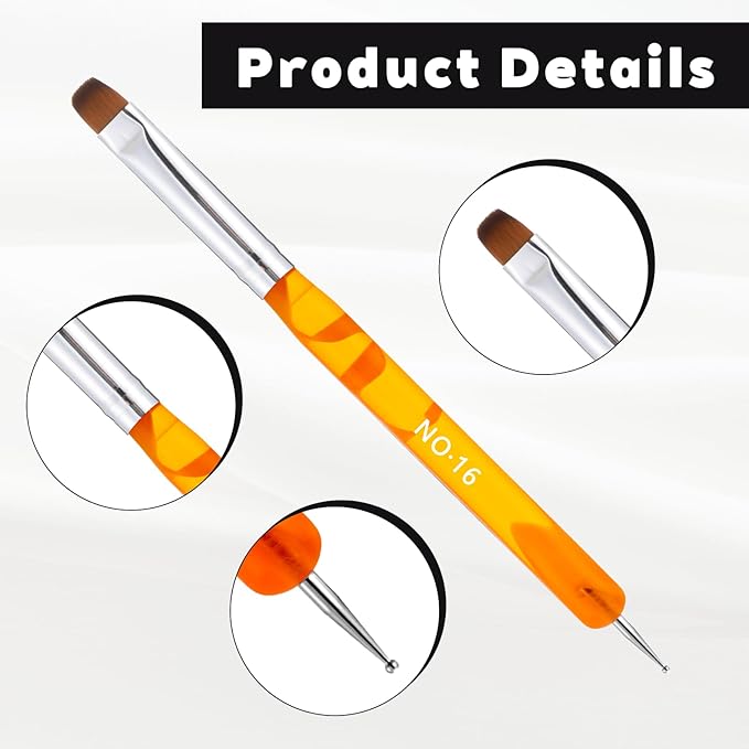 4 Pcs Gel French Manicure Brush with Dotting Tool Acrylic Nail Clean Up Brushes Elegant Marble French Nail Brush Set for Manicure Art Design and Nail-Cleaning (Multicolor 10# 12# 14# 16#)