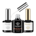modelones Builder Nail Gel with Gel Top Coat, 3Pcs Clear Builder Nail Kit for Thickening Apex Building Extension Rhinestone Gel Tips Glue, U/V LED Lamp Cured for Home DIY Salon Girls