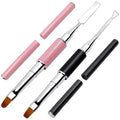 Kalolary 2Pcs Acrylic Dual-Ended Poly Gel Nail Brush, Gel Picker and Nail Pusher Peeler Scraper, Cuticle Remover - Stainless Steel (Pink&Black)