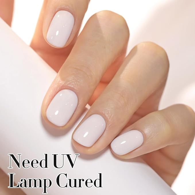 Double Rhythm 0.50 OZ Gel Polish Hema Free Same Color Same Bottle Golden Round Translucent Neutral Natural Milky 15 ML Jelly UV Polish Art DIY at Home (Milky Gray-C1001)