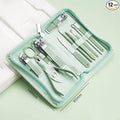 12-Piece Nail Care Kit, Mint Green Leather Travel Case,Manicure Set Personal Care, Nail Clipper Kit,Nail Tools with Luxurious Travel Case, Gifts for Men Women Family Friend