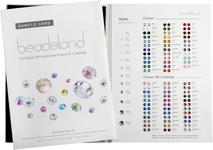 Beadsland Flat Back Rhinestones Sample Card Color Chart