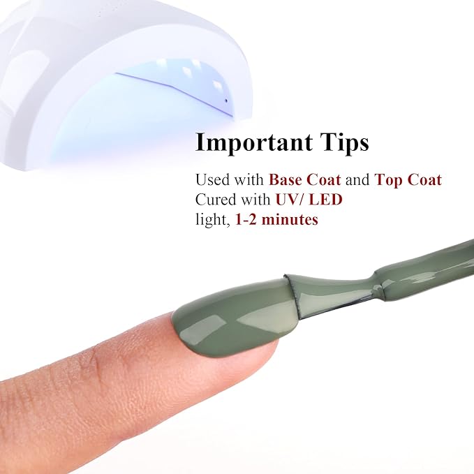 Gel Polish, 15ml Sage Green Gel Nail Polish Autumn Winter Art Starter Manicure Salon DIY at Home Soak off LED UV