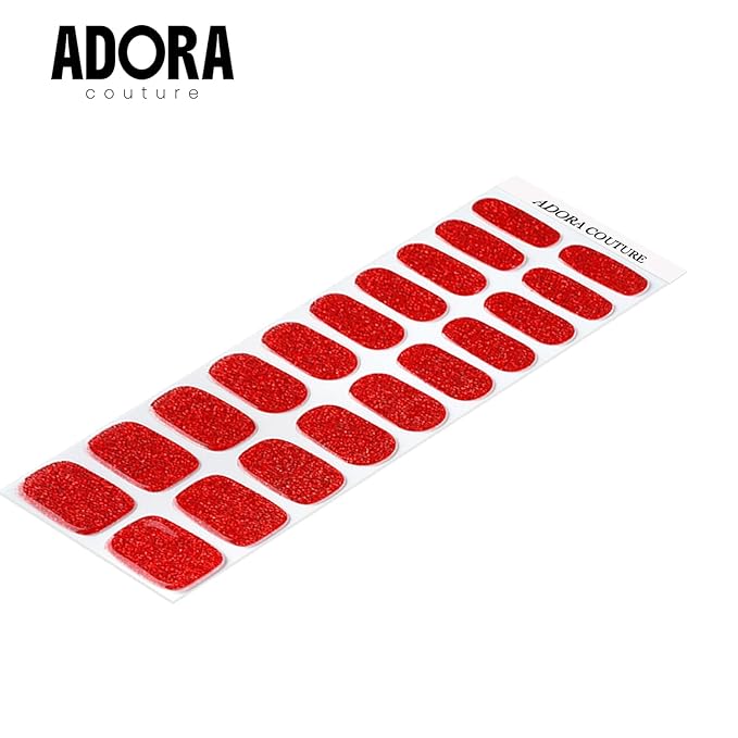 Semi-Cured Gel Nail Strips - 20 Salon-Quality Gel Sticker with UV Light Required, Long Lasting, Easy Application & Removal, Includes Prep Pad, Nail File, Wooden Stick (Ruby Radiance)