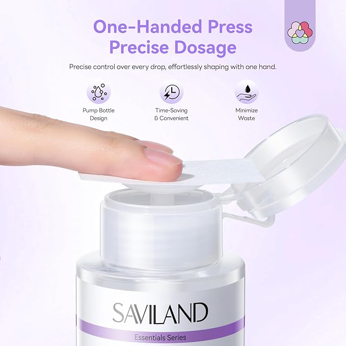 SAVILAND Slip Solution Kit for Poly Nail Gel: 150 ml/5.07fl.oz Nail Extension Slip Solution with Dual-Ended Nail Brush, Large Capacity One-Touch Glide No-Stick Liquid Easy for Nail Art Extension DIY