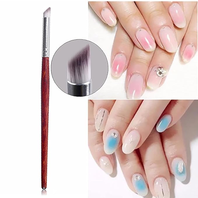 JERCLITY 5pcs Nail Gradient Brush Set With Red Wooden Handle Nail Drawing Brush UV Gel Design Builder Painting Pen