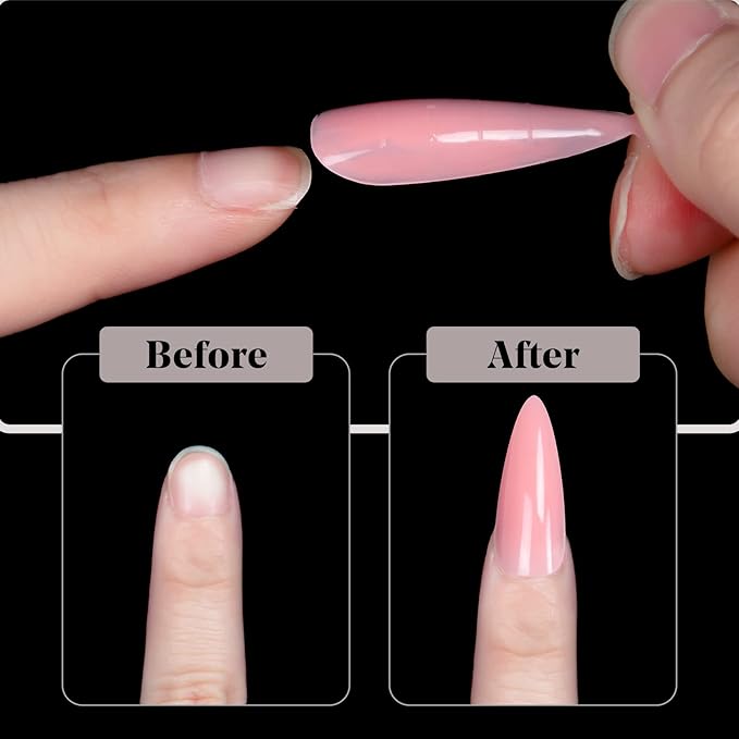 krofaue Poly Extension Gel - 120pcs Dual Nail Forms with 12 Sizes Stiletto False Molds Lady Almond Style Full Cover Builder for Nails Acrylic Forms fit DIY at Home