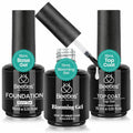 Beetles 3PCS Blooming Gel Nail Polish & No Wipe Base Top Coat Set, 15ML Shine Finish Long Lasting Top Base Gel Spreading Marble Effect Soak off UV LED Nail Art Gifts for Women Diy at Home