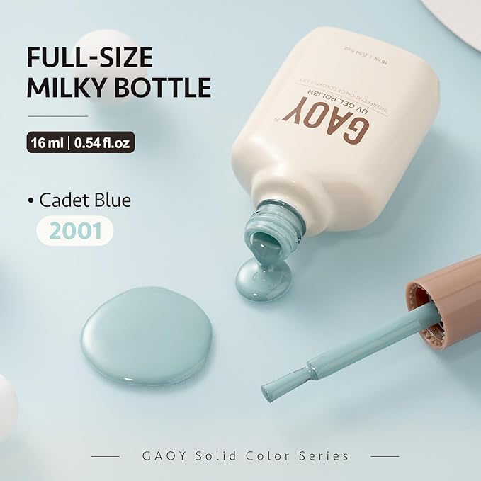 GAOY Blue Gel Nail Polish, 16ml Soak Off Gel Polish, UV Light Cure for Nail Art DIY Manicure at Home, 2001 Cadet Blue