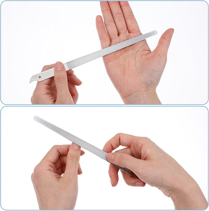 6 Pcs Diamond Deb Nail File for Natural Nails Double Sided Stainless Steel Metal Nail Files with Sharp Pointed Tip for Natural Nails, Professional Manicure Pedicure Tools for Women Men Salon Home