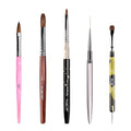 KADS Kolinsky Sable Brush 2 Way Acrylic Professional French Manicure Clean-up Brush Nail Art Brush Nail Dotting Pen (5 Pcs Different Series)