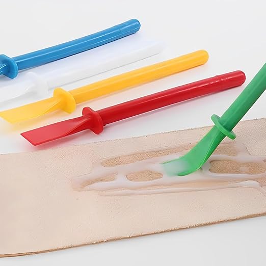 5Pcs Colored Plastic Smear Spreaders, Mini Glue Sticks, Easy Clean Glue Scrapers for Handmade DIY Art, Leather Craft, and Woodworking Projects