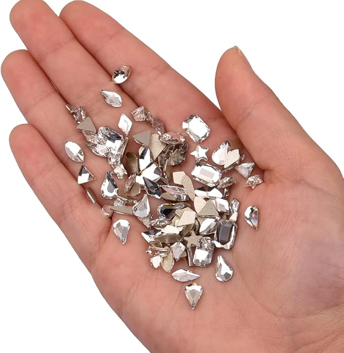 100pcs Flat Back Crystal Clear Glass Shape Nail Rhinestones 720pcs Loose Cystal Beads Nail Art Decoration Craft Accessory