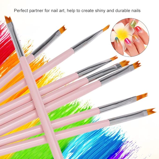 8 Pcs Premium Nail Brush Pens with Wooden Handle – UV Gel Art Gradient & Flower Design Tools for Professional Manicure, Perfect Valentine’s Gift (Purple Wood)