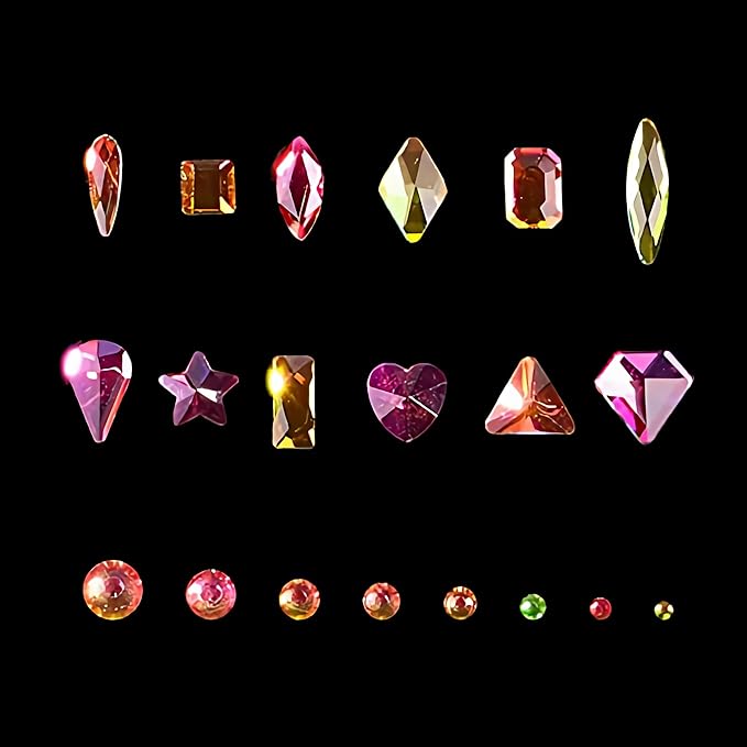 12 Types of Colorful 600 Diamonds + 2500 Flat Rhinestones Mix 20 Styles Flatback DIY Crafts Rhinestone Crystals 3D Decorations Flat Back Stones Set +Tweezers + Drill Pen