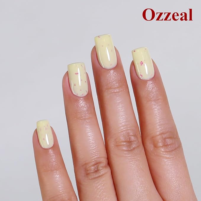 Pastel Gel Polish,0.5 Fl Oz Light Yellow Flake Glitter Gel Nail Polish Macaron Spring Summer LED UV Speckled Sparkle Art Starter Manicure Salon DIY