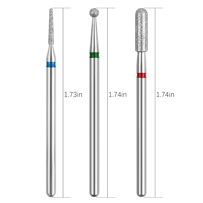 Cuticle Drill Bit,Cuticle Drill Bits for nails 3pcs Diamond Nail Drill Bits for 3/32''Electric Nail File Machine Pedicure Tool