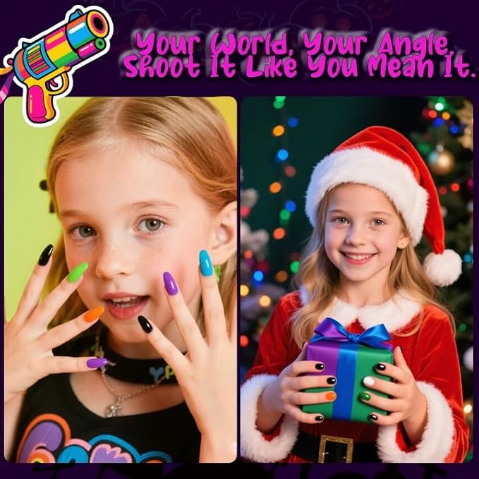 Kids Nail Polish with Stickers, Non-Toxic Toddler Nail Polish, Water-Based, Peelable Polish for Kids, for Party, Holiday Favors, Party Favors