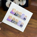 10 Pcs Handmade Press on Nails Medium Duck False Nails with Glue,3D Butterfly Rhinestone Design Purple Thick Fake Nails Heart and Star French Acrylic Reusable Glue on Nails for Women（Size M）