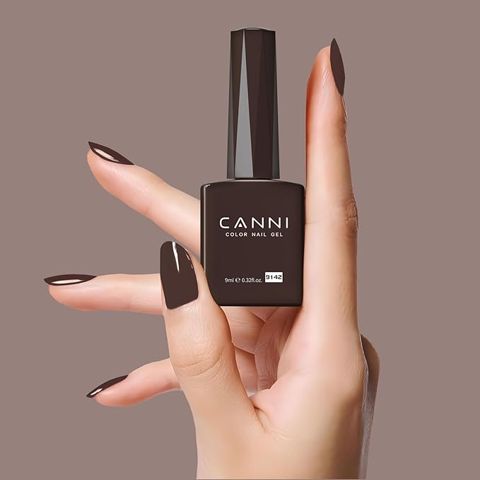 CANNI Dark Brown Gel Nail Polish, 1Pcs Deep Brown Gel Polish Color Nail Polish High Gloss Soak Off Nail Manicure Salon DIY at Home