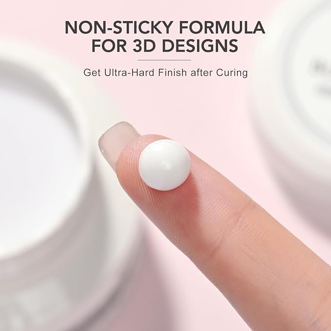 GAOY 60g Solid Builder Gel for Nails, Non-Sticky Hand 3D Sculpting Hard Gel for Nail Art Carving Modeling and Nail Extension, White