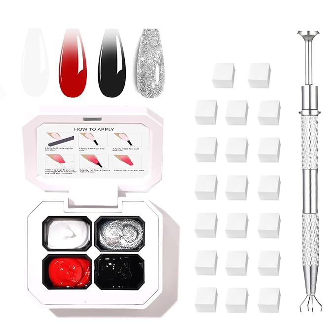 Finger Secret 4 Colors Set Ombre Gel Nail Polish,Pat Painting Gradient Blooming GelS with 20pcs Nail Sponges for Gel Paint for Nails Art can be Painted in Salon or Home Use (k10)