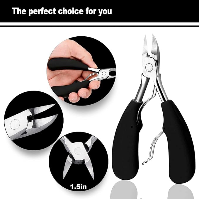 10pcs Ingrown Toenail Pedicure Tool Kit, Professional Surgical Stainless Steel Ingrown Toenail Removal, Treatment for Nail Correction Polish Pain Relief (Black)
