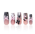 LOVFUL Short Press on Nails Midnight Doll | Handmade Acrylic Press ons | Reusable Fake False Nails | Square Classic Regular 1.3in | H608-S