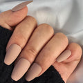 Light Brown Press-On Nails Long Almond Fake Nails for Women,Easy Application Manicure Set for Work, Party & Daily Use, Perfect for Women and Students