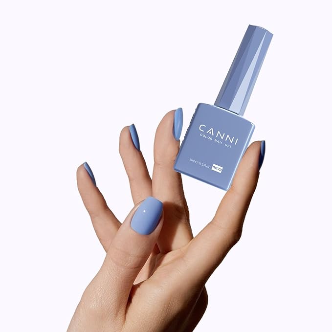 CANNI Blue Gel Nail Polish, 1Pcs Light Baby Blue Gel Polish Pastel Color High Gloss Soak Off U V Nail Manicure Salon DIY